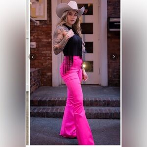 Hot Pink Flare Jeans